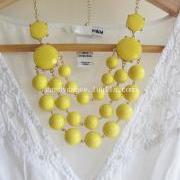 Multilayer Lemon Yellow Beads Bubble Statement Necklace,Bid necklace.Women jewelry