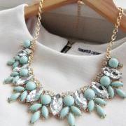 Mint Green Jewel Crystal Statement Necklace